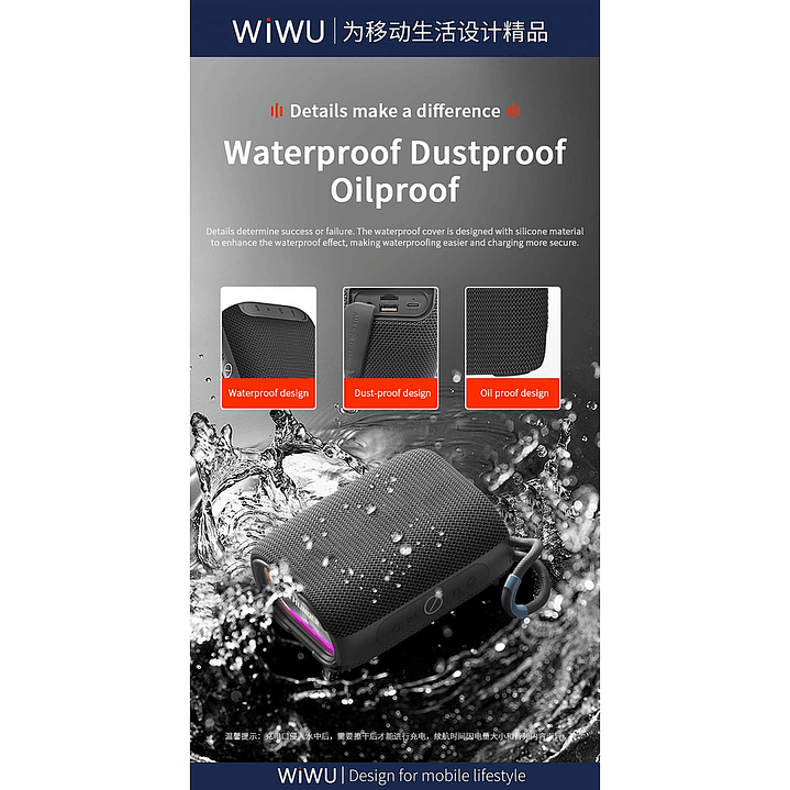 WiWU Thunder Wireless Speaker Portable Premium Audio Speaker P26 9