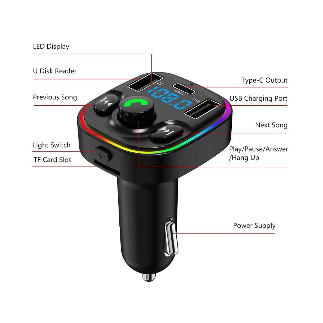 QUMOX G47 FM Transmitter Bluetooth 5.0 Dual USB Charger Audio Accessories Car player 3