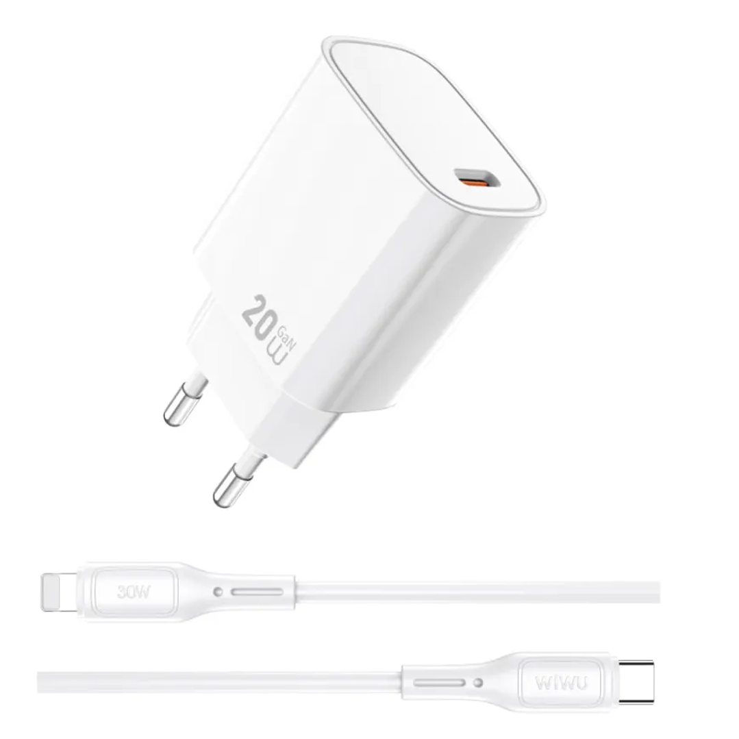 WIWU 20W Essen GaN Fast Charger+Cable Combo set Wi-G007 C-L 1