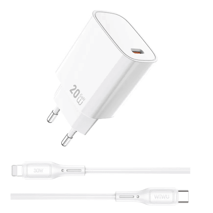 WIWU 20W Essen GaN Fast Charger+Cable Combo set Wi-G007 C-L 1