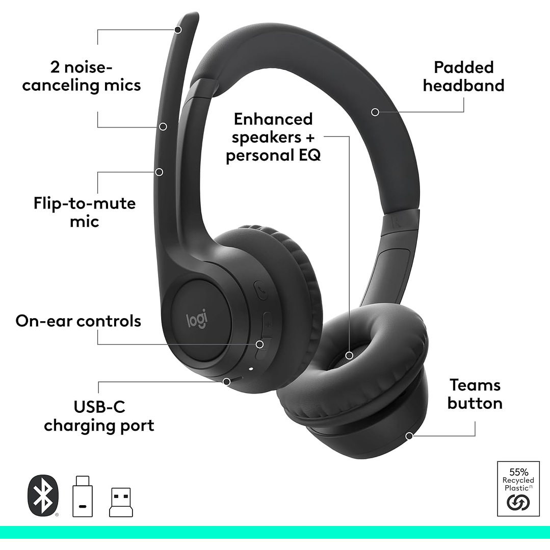 Logitech Zone 305 Teams Wireless Headset  5