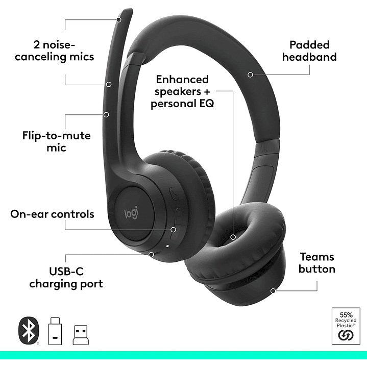 Logitech Zone 305 Teams Wireless Headset  5