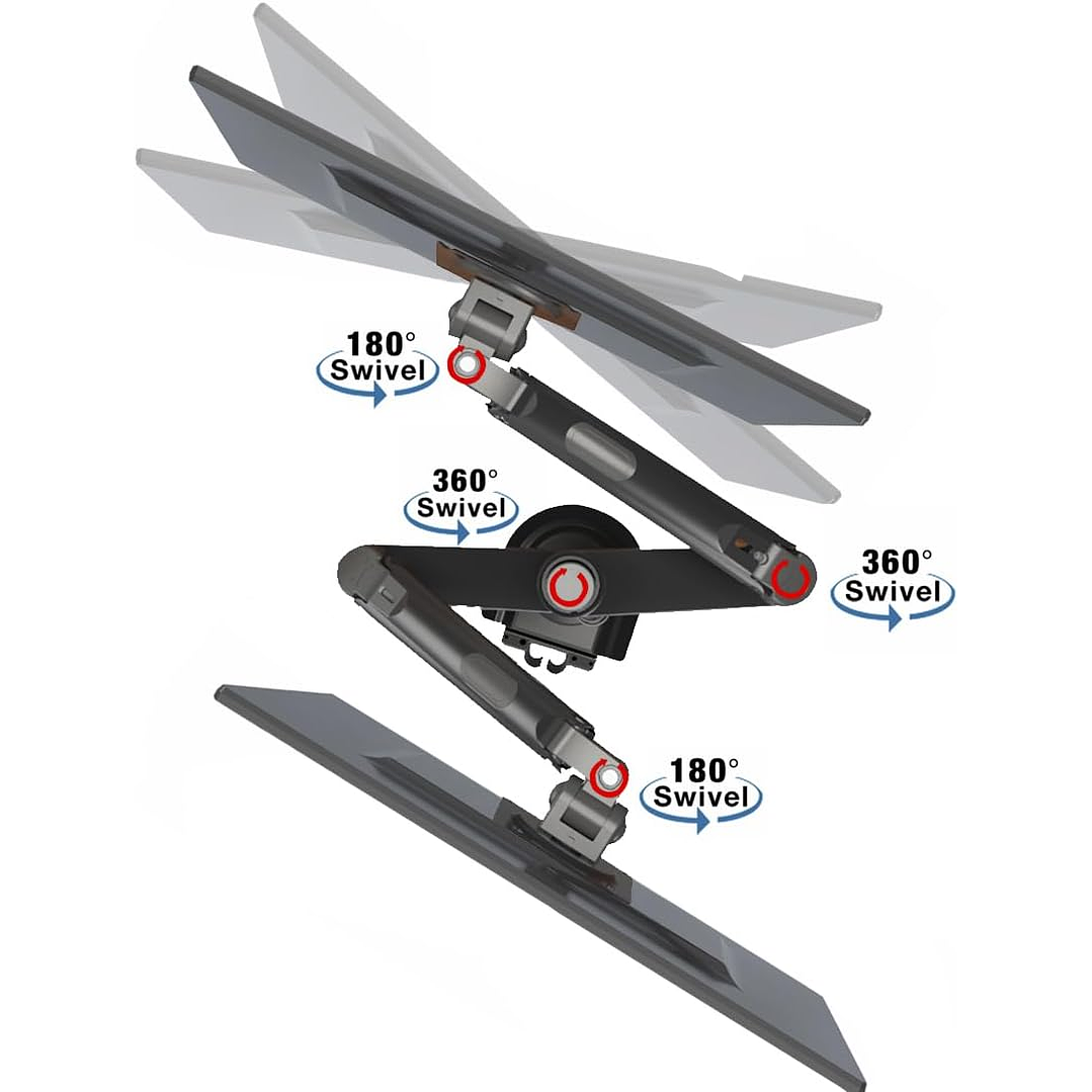 North Bayou - Dual Arm Mount For 17″- 27″ Monitors (H180) 5