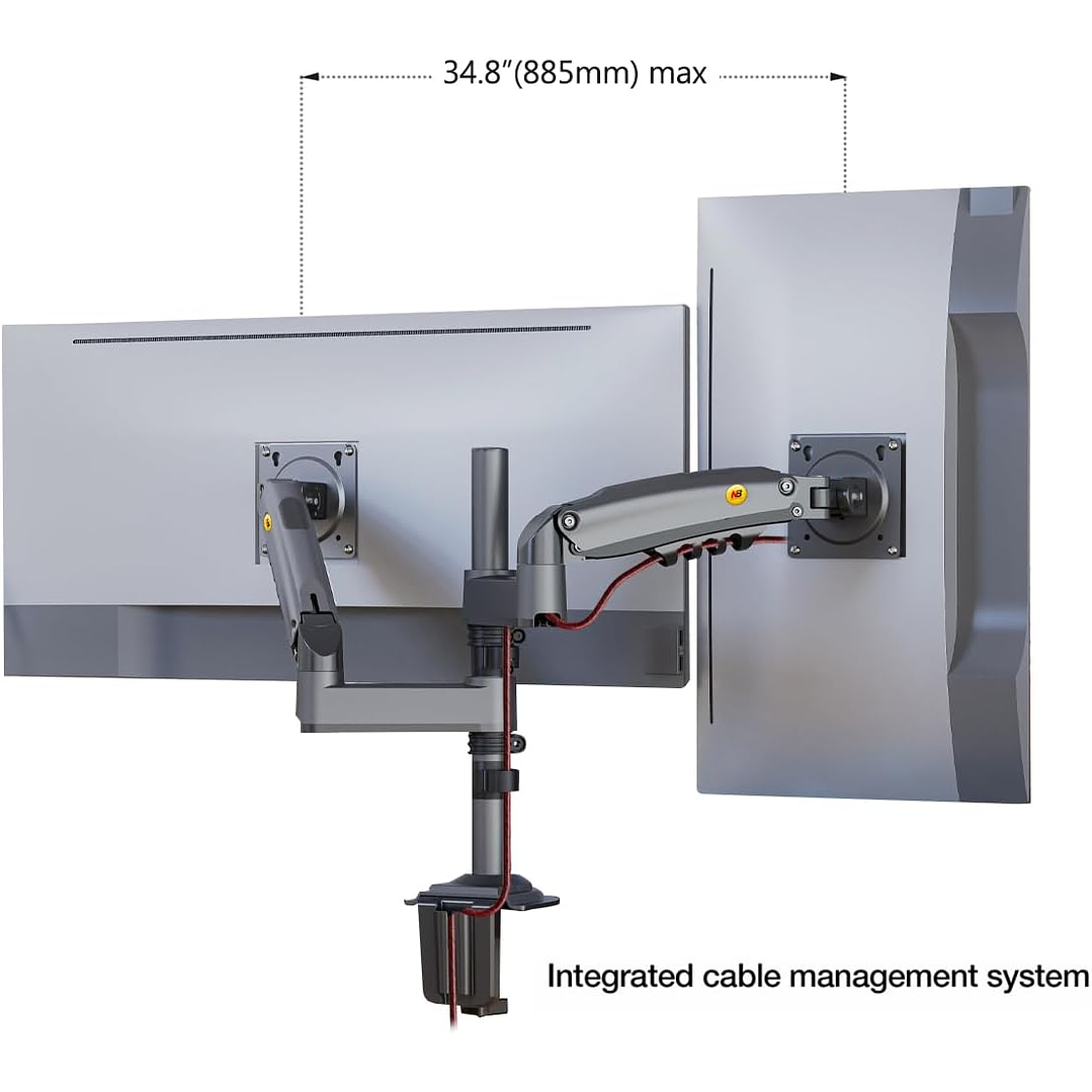 North Bayou - Dual Arm Mount For 17″- 27″ Monitors (H180) 2