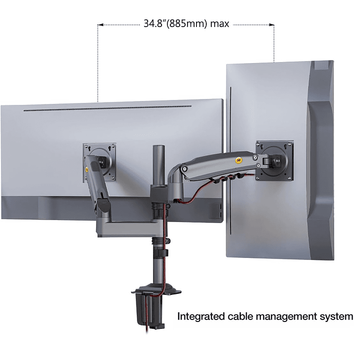North Bayou - Dual Arm Mount For 17″- 27″ Monitors (H180) 2