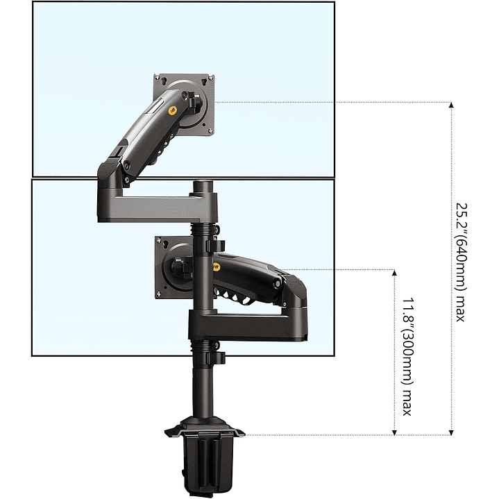 North Bayou - Dual Arm Mount For 17″- 27″ Monitors (H180) 3