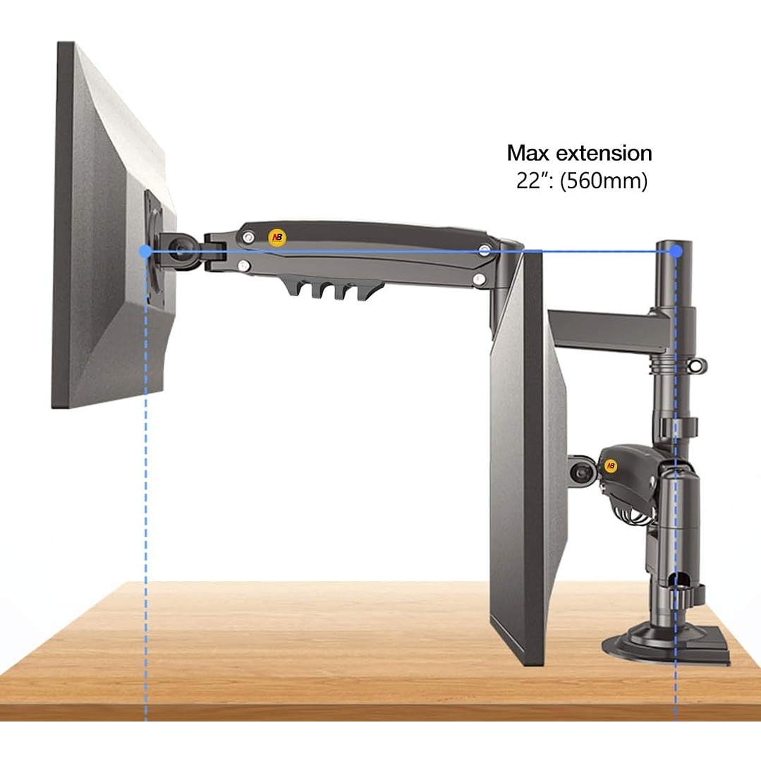 North Bayou - Dual Arm Mount For 17″- 27″ Monitors (H180) 4