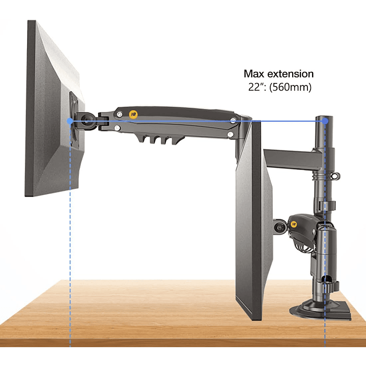 North Bayou - Dual Arm Mount For 17″- 27″ Monitors (H180) 4