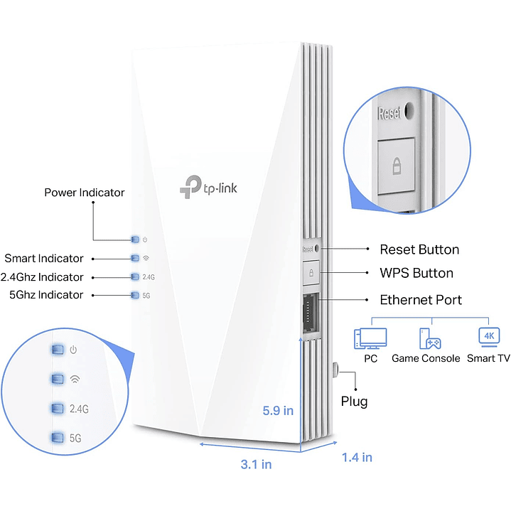 Repetidor de Sinal TP-Link AX1500 (RE500X) Wi-Fi 6 6
