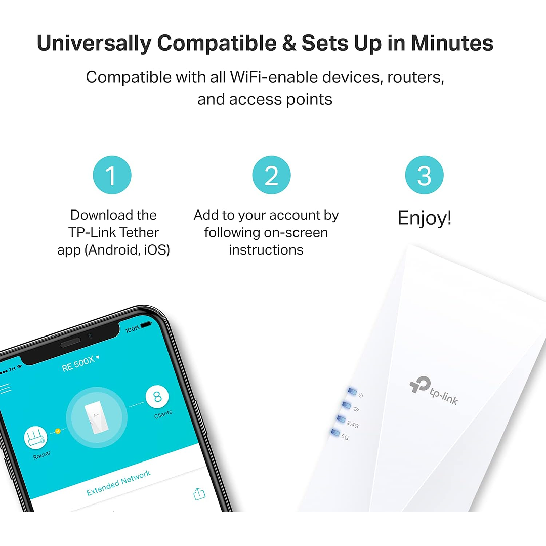 Repetidor de Sinal TP-Link AX1500 (RE500X) Wi-Fi 6 7