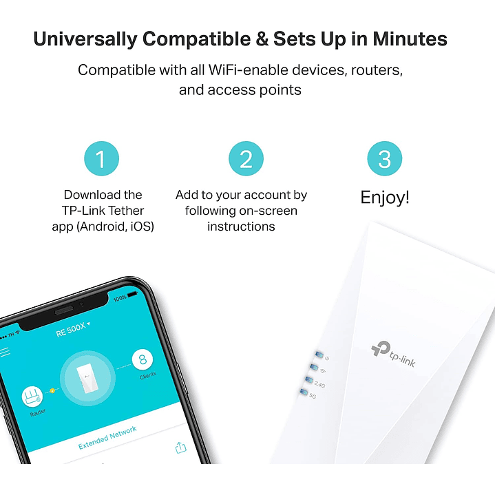 Repetidor de Sinal TP-Link AX1500 (RE500X) Wi-Fi 6 7