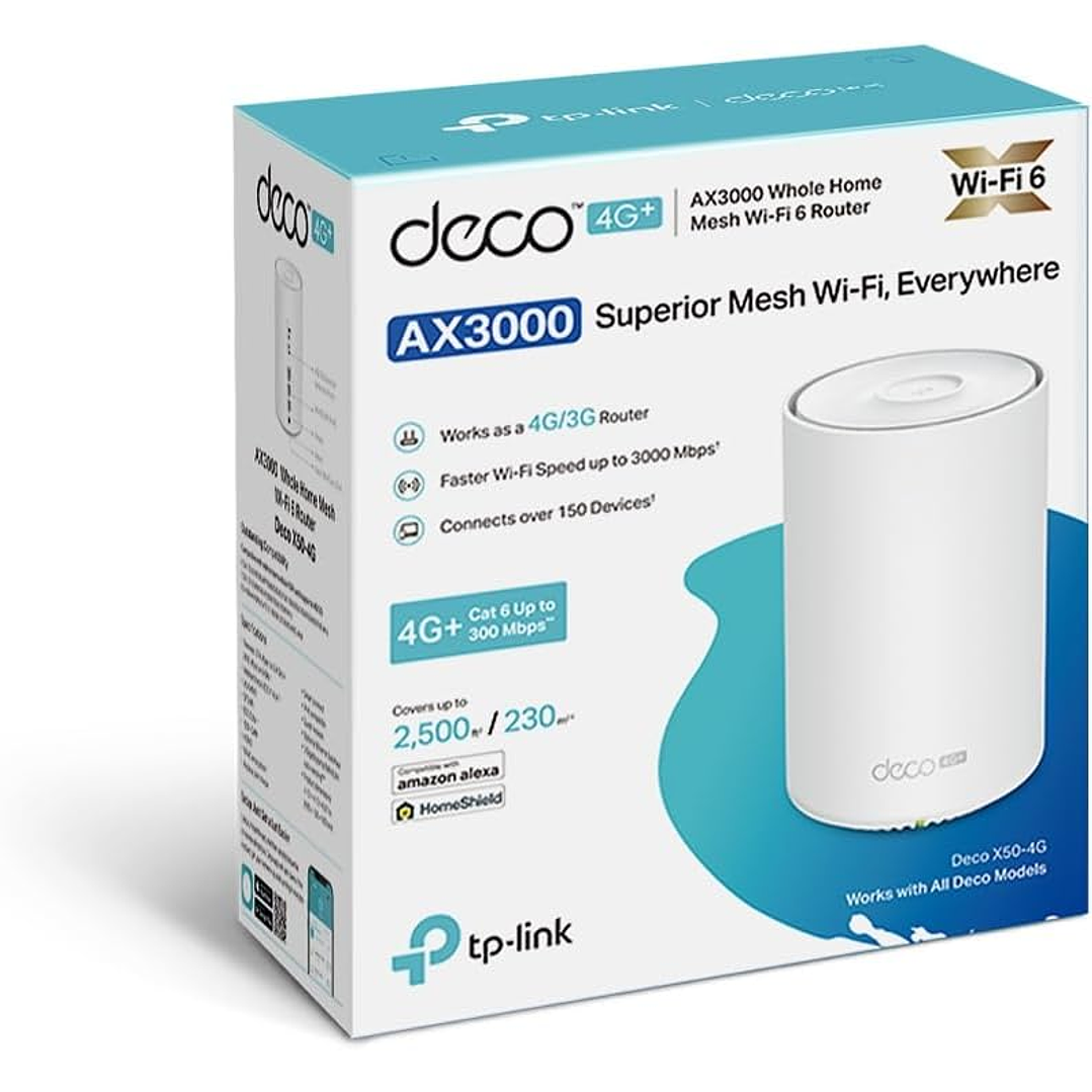 TP-LINK Sistema Mesh Deco X50-4G Wi-Fi 6 Gigabit Dual-Band AX3000 8