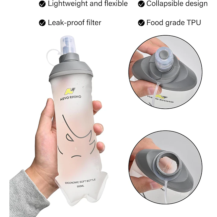 Garrafa de Água NNEVO Rhino – Garrafa Flexível Dobrável 500ml 2