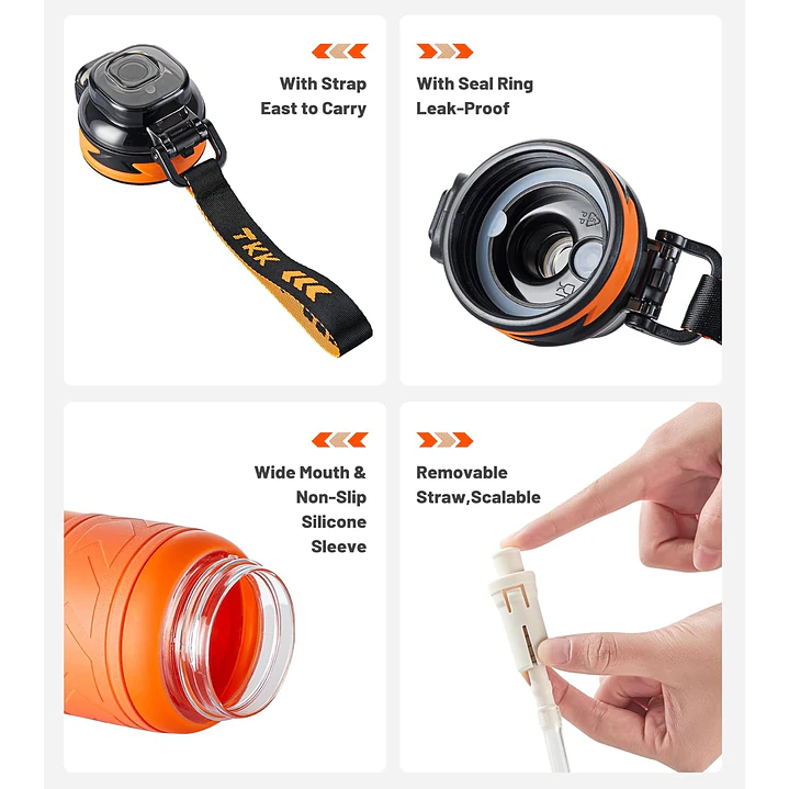 Garrafa de Água Tritan - Portátil com Canudo 1000ml 5