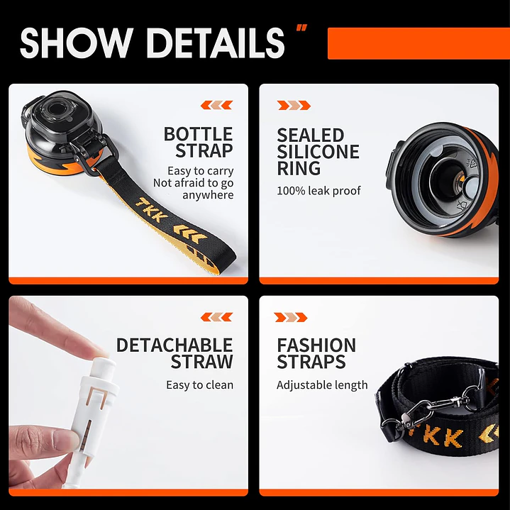 Garrafa de Água de 1,6 litro com palha TKK 1022 7