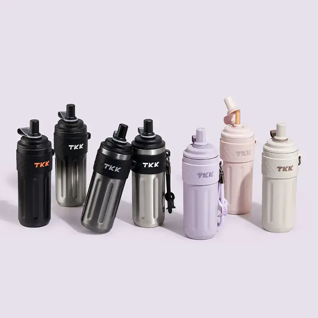 Copo de viagem de 500ml forro de cerâmica com tampa de palha TKK-2035  6