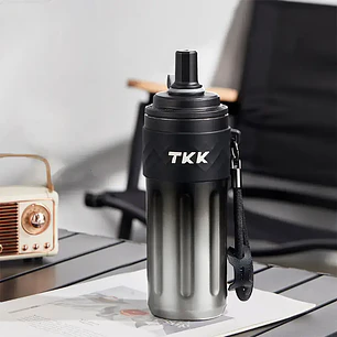 Copo de viagem de 500ml forro de cerâmica com tampa de palha TKK-2035 