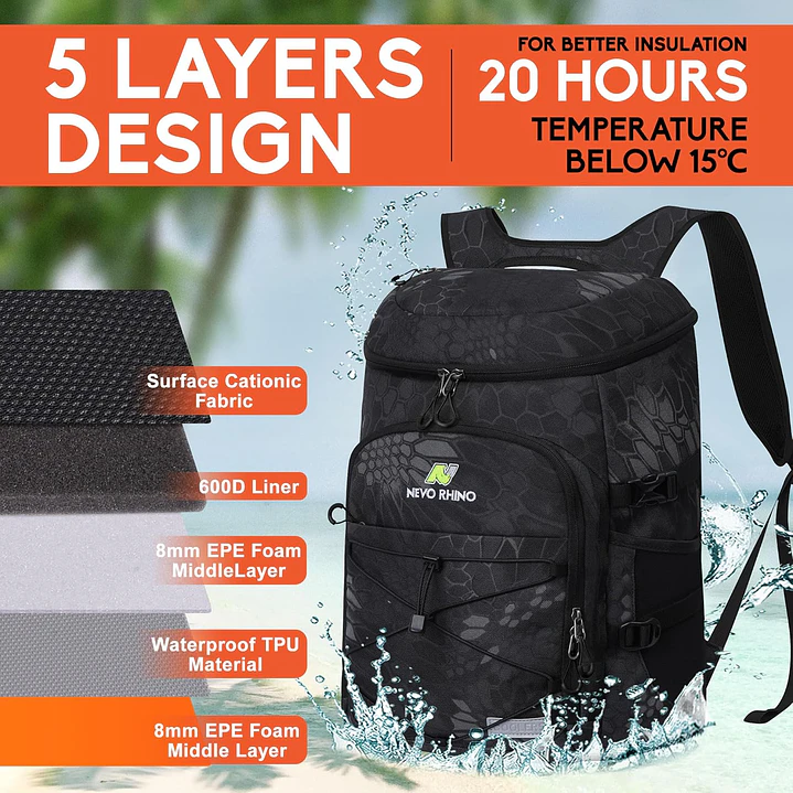 NNEVO RHINO - Mochila Térmica pode armazenar até 36 latas (330 ml) 6