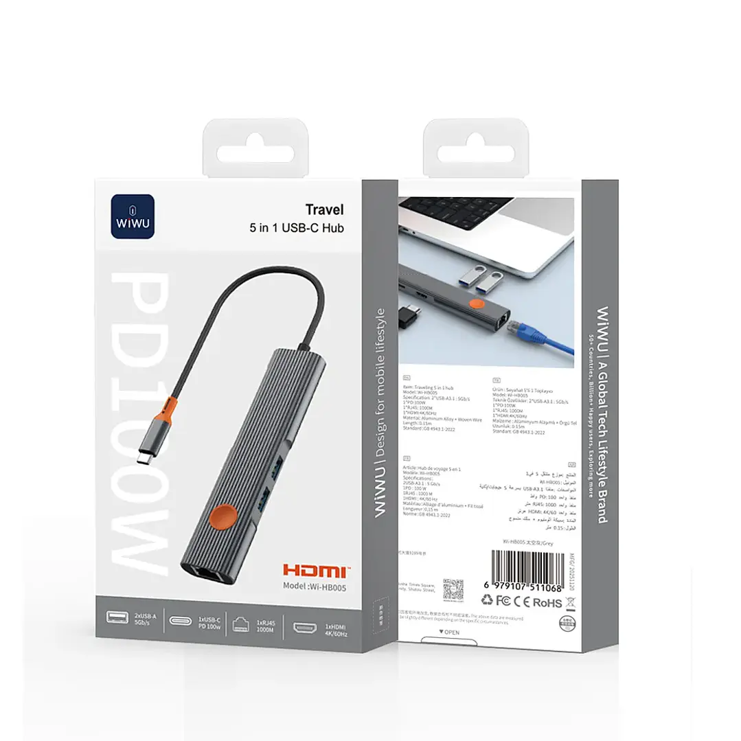 WiWU USB-C Travel 5 em 1 Wi-HB005 5