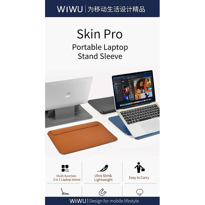 WIWU Skinpro Portable Stand Sleeve (12″,13.3″,14″,15.4″,16″) 5