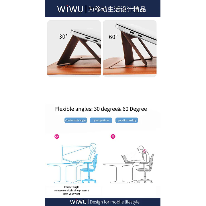 WIWU Skinpro Portable Stand Sleeve (12″,13.3″,14″,15.4″,16″) 8