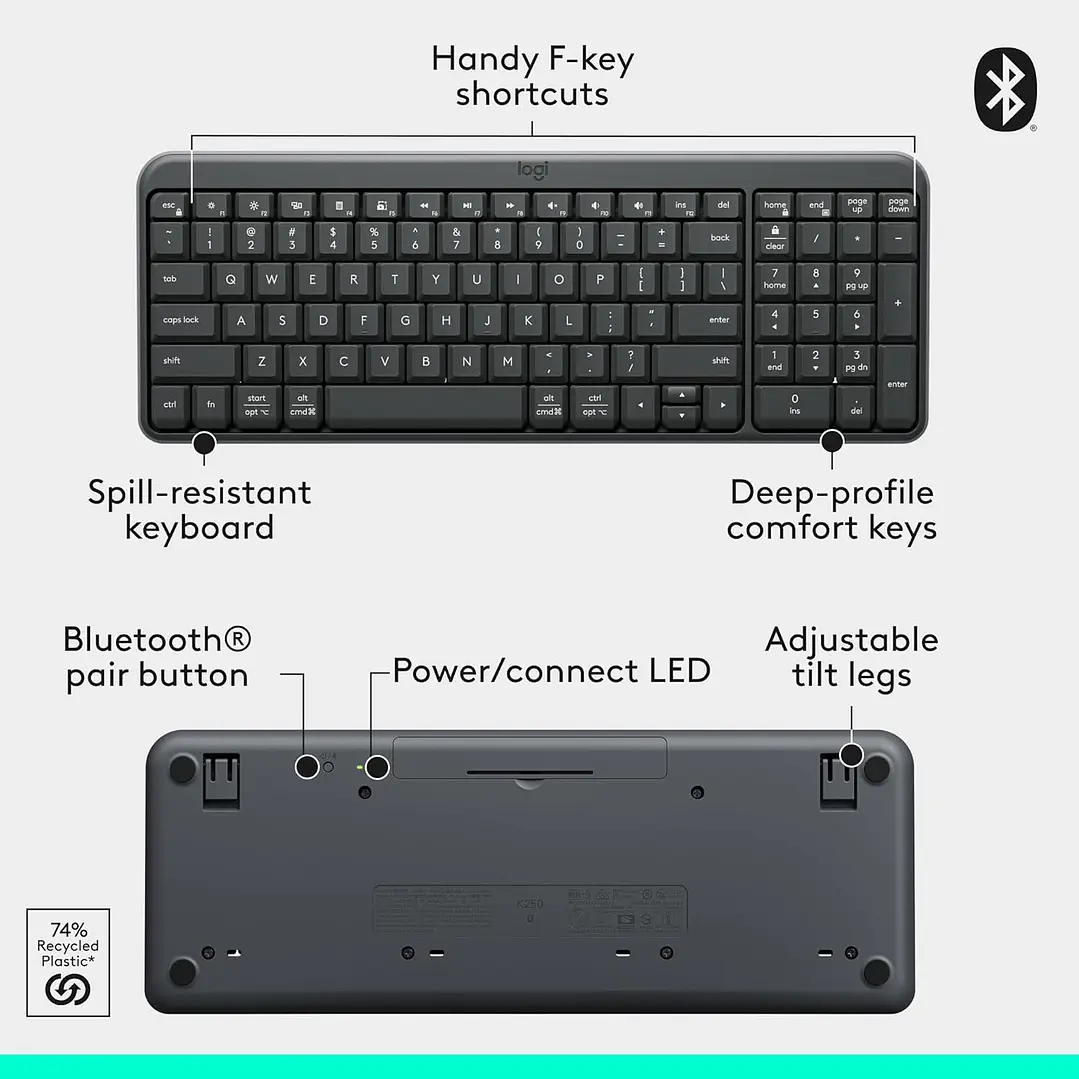 Logitech Teclado Wireless K250 7