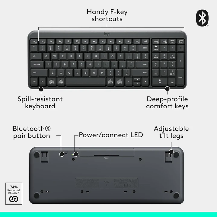 Logitech Teclado Wireless K250 7