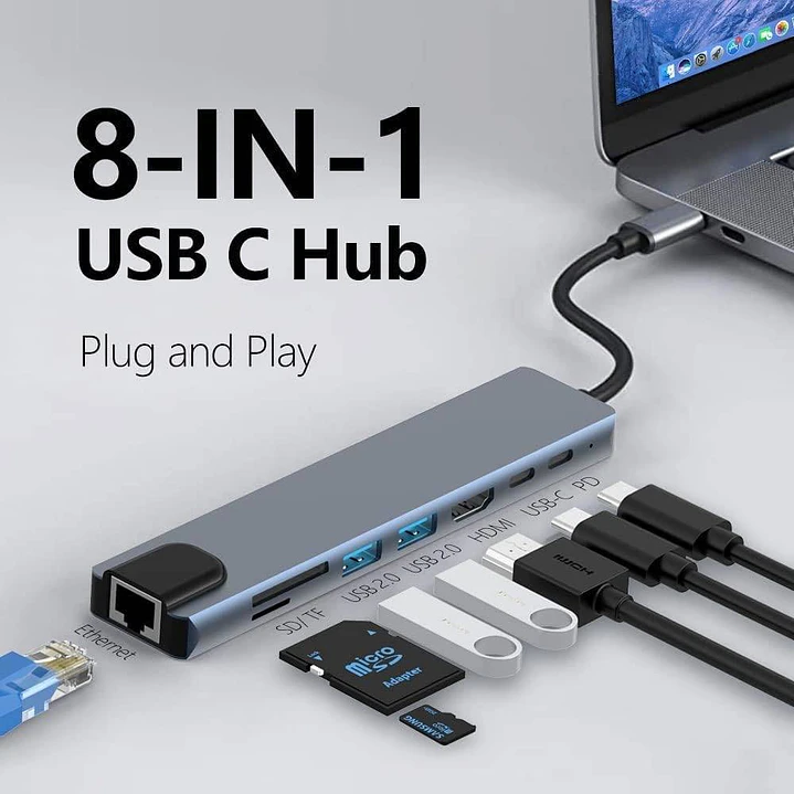 USB-C to HDTV 8 in 1 Hub 2