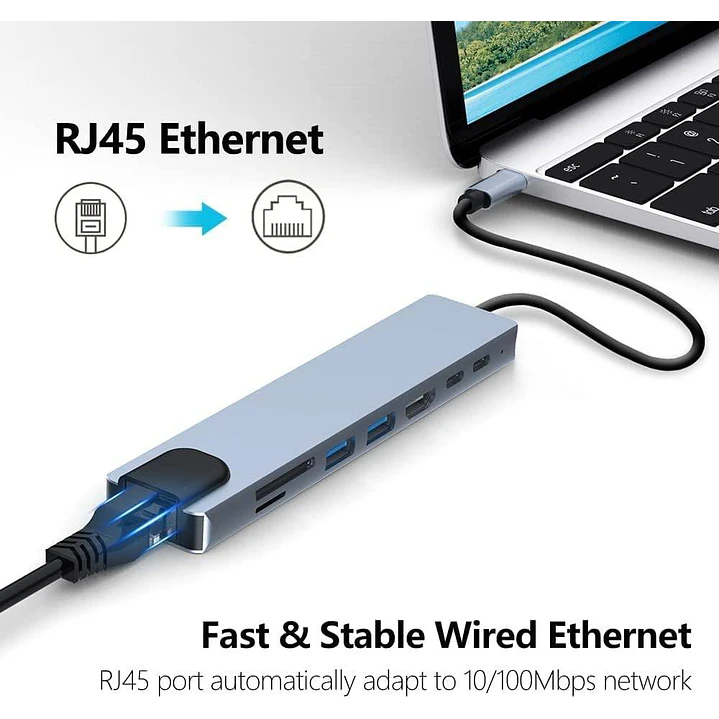 USB-C to HDTV 8 in 1 Hub 3