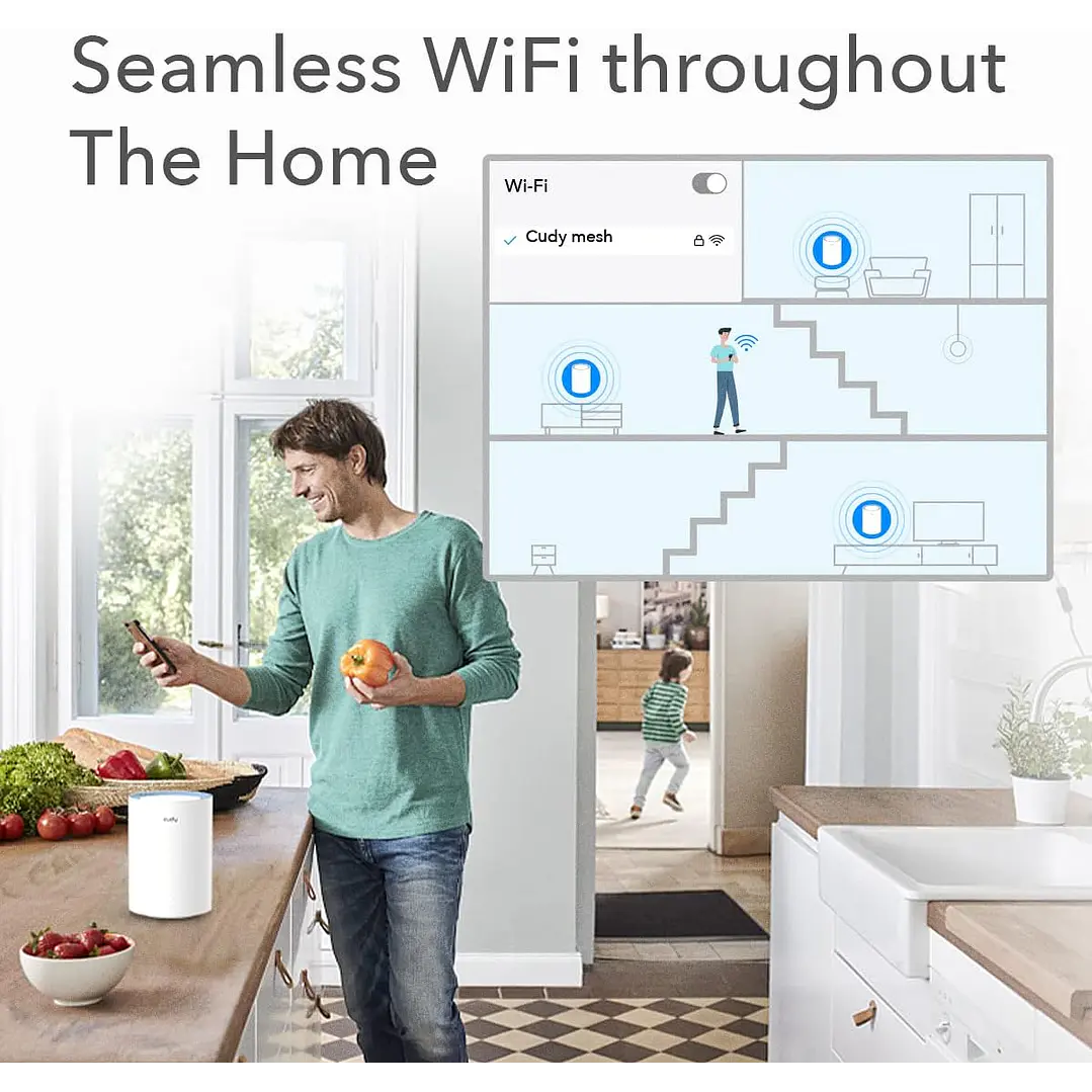 Cudy M1200(1-pack) AC1200 Dual-Band Whole Home Mesh Wi-Fi 5 System 5