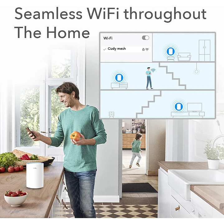 Cudy M1200(1-pack) AC1200 Dual-Band Whole Home Mesh Wi-Fi 5 System 5