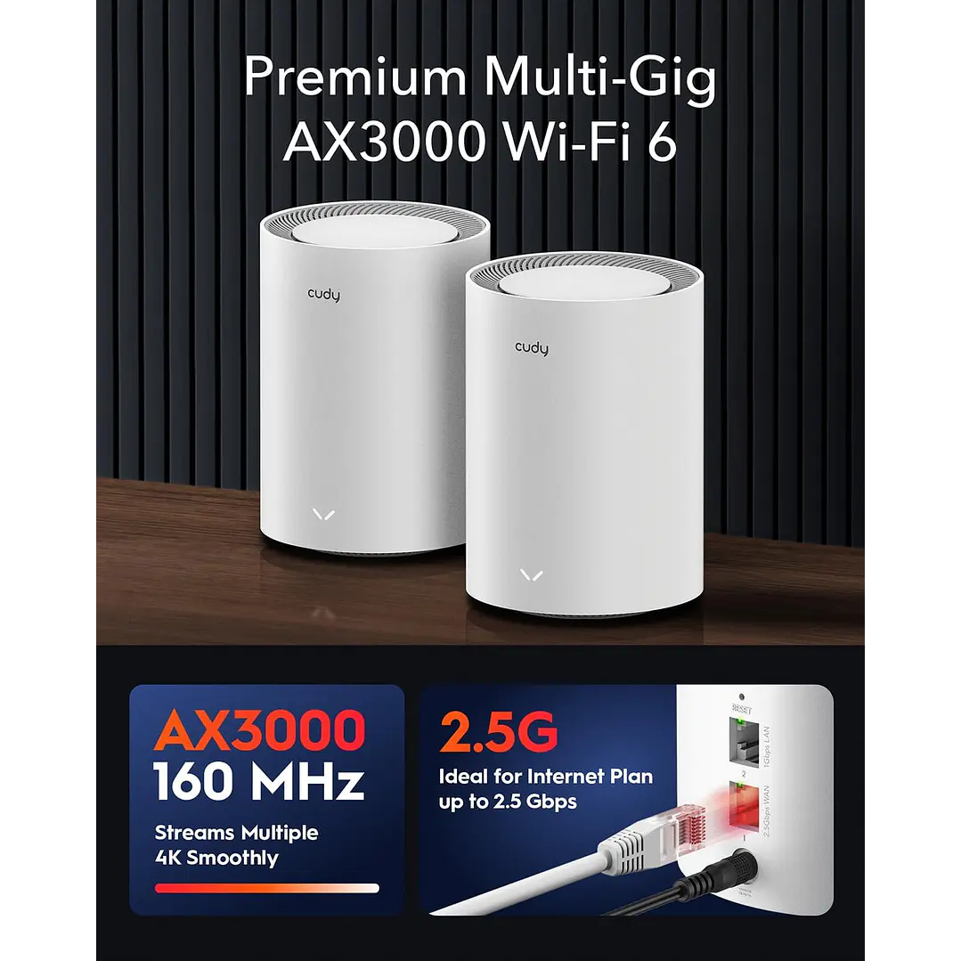 Cudy M3000(1-pack) AX3000 Dual-Band Whole Home Mesh Wi-Fi 6 System 2