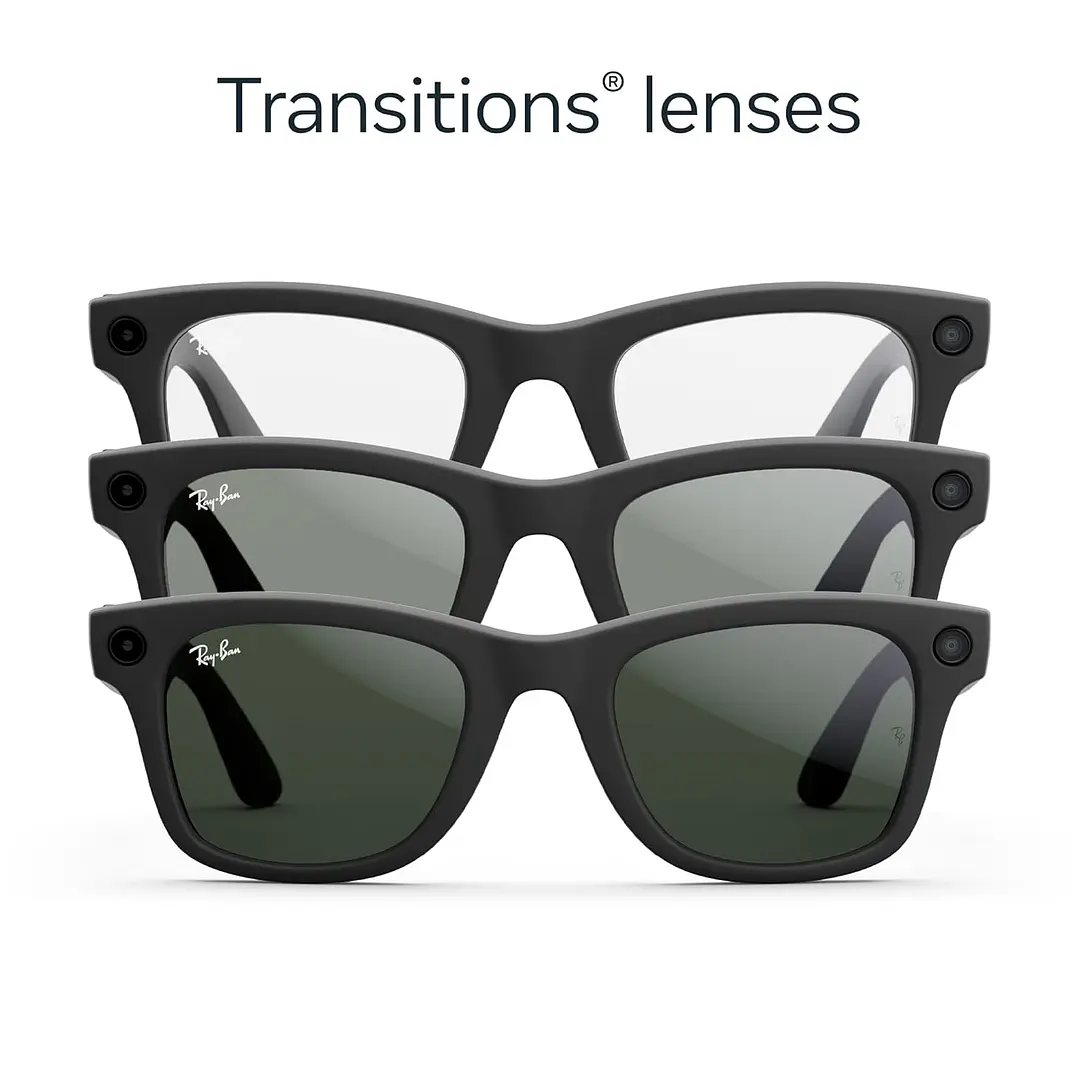 Oculos Ray-Ban Meta Wayfarer Gen 1 Matte black, Graphite Green Transitions S53 3