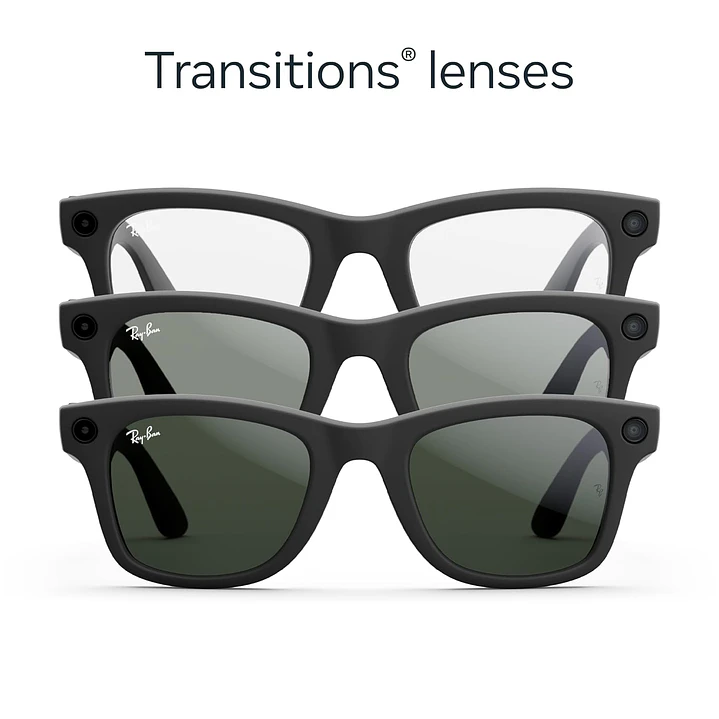 Oculos Ray-Ban Meta Wayfarer Gen 1 Matte black, Graphite Green Transitions S53 3