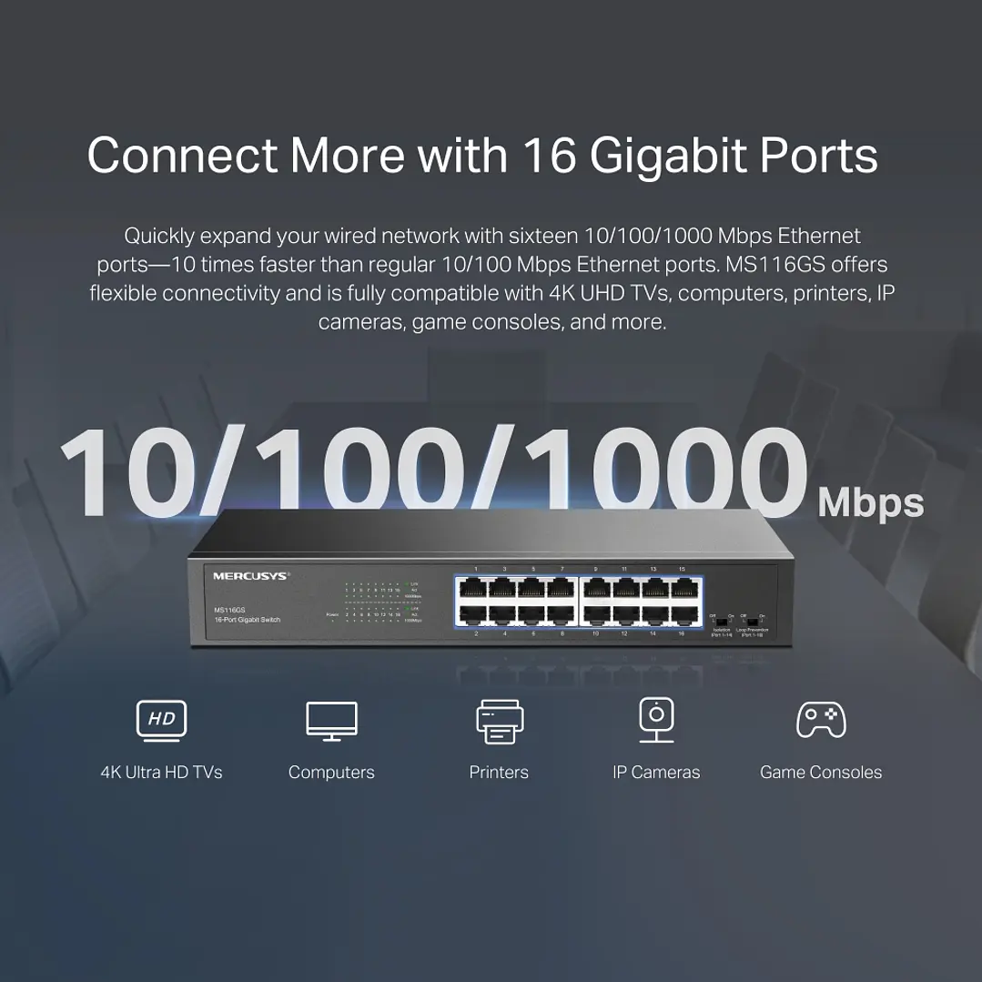 Mercusys MS116GS 16-Port Gigabit Desktop/Rackmount Switch 5