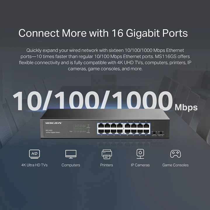 Mercusys MS116GS 16-Port Gigabit Desktop/Rackmount Switch 5