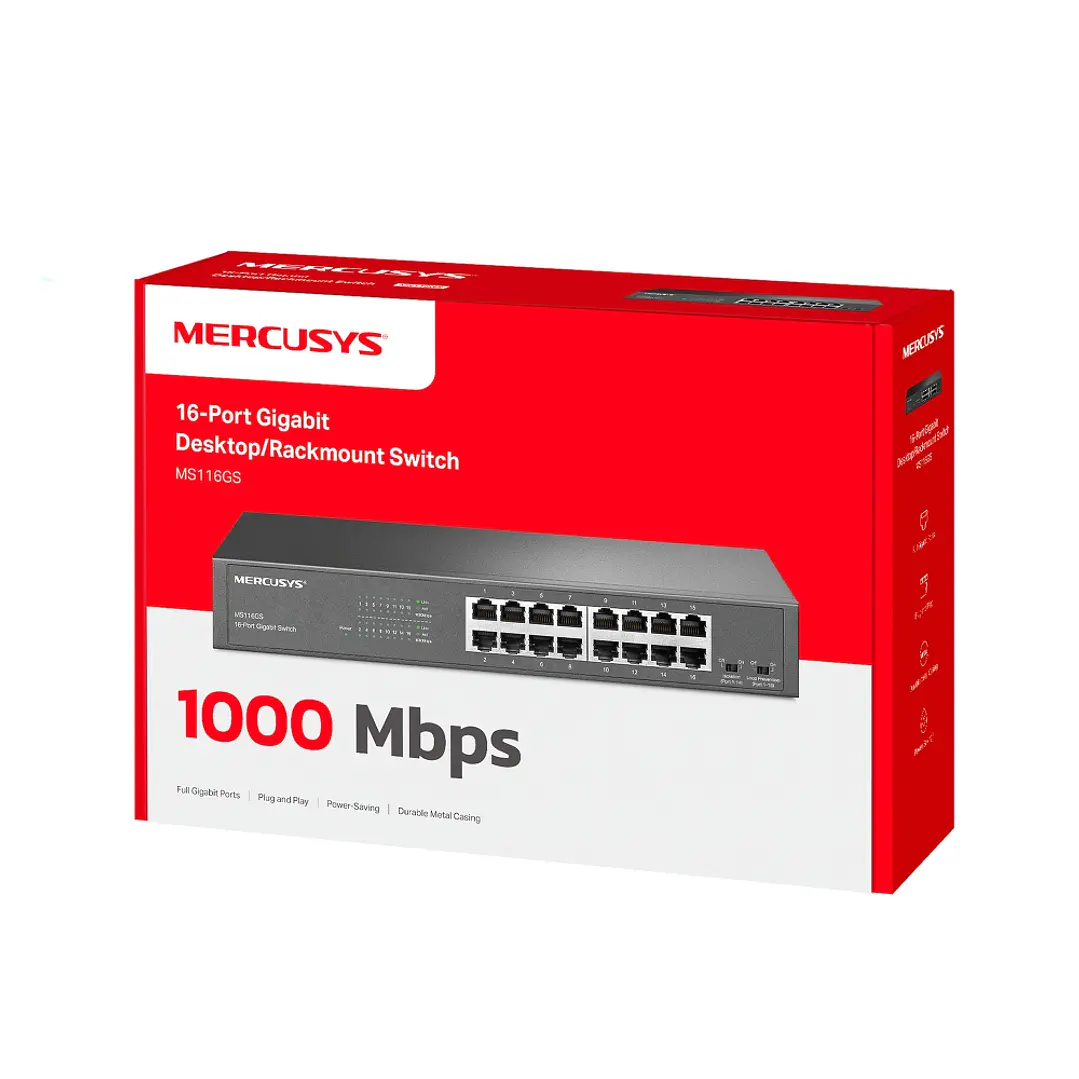 Mercusys MS116GS 16-Port Gigabit Desktop/Rackmount Switch 8