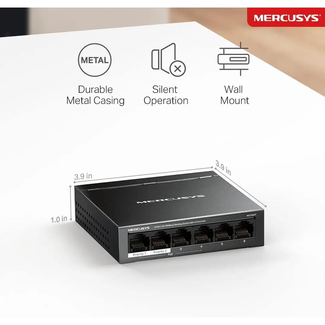 Mercusys MS106LP 6-Port 10/100Mbps Desktop Switch with 4-Port PoE 3