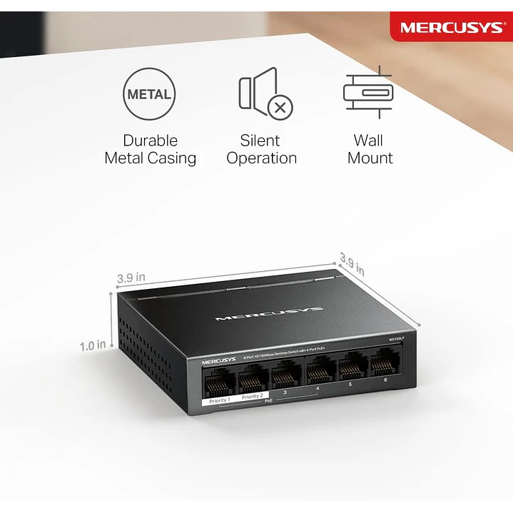 Mercusys MS106LP 6-Port 10/100Mbps Desktop Switch with 4-Port PoE 3