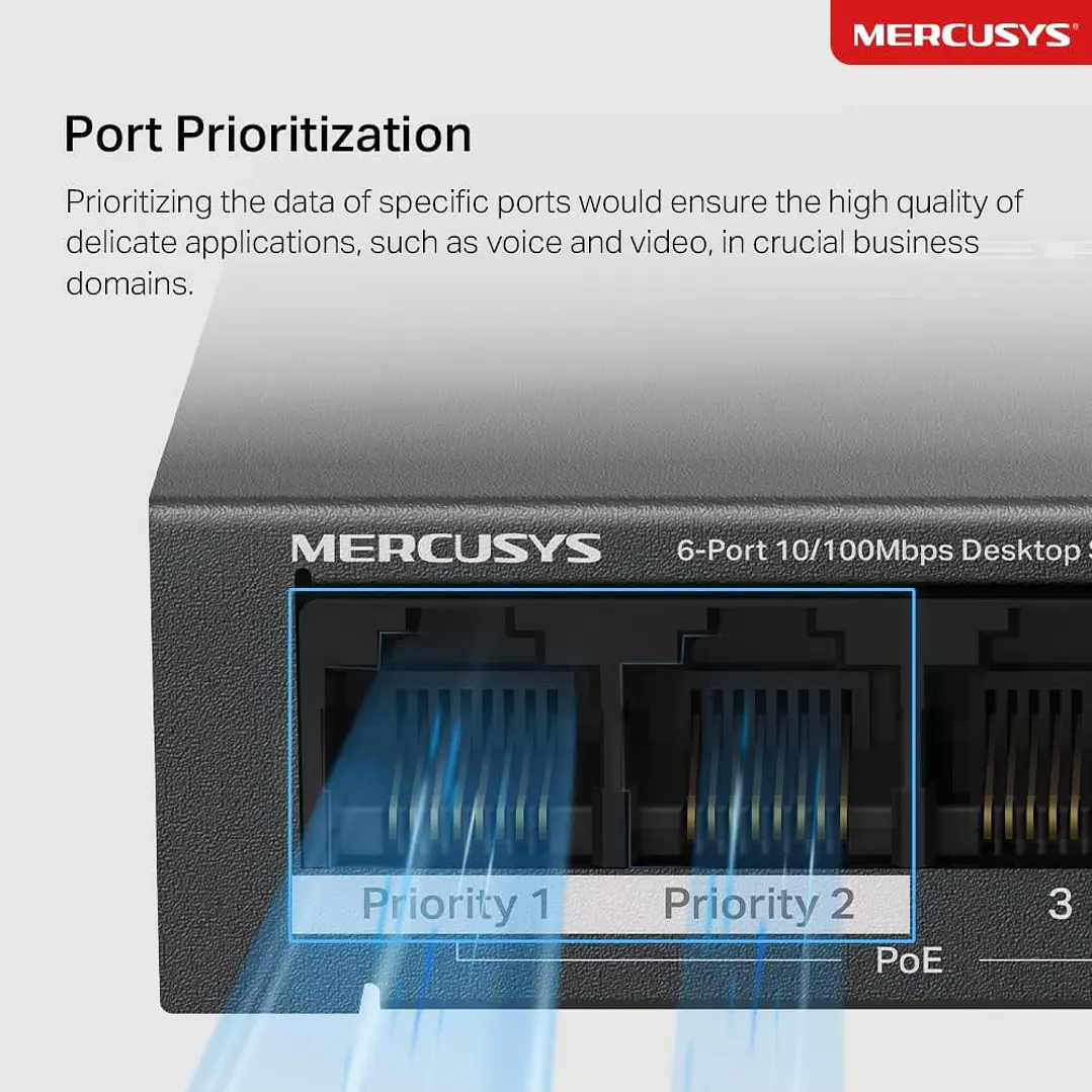 Mercusys MS106LP 6-Port 10/100Mbps Desktop Switch with 4-Port PoE 8
