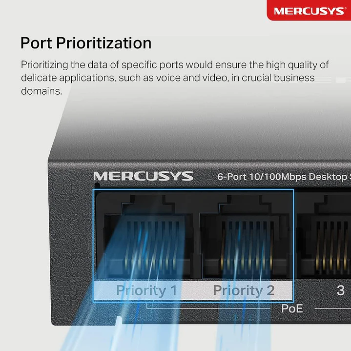 Mercusys MS106LP 6-Port 10/100Mbps Desktop Switch with 4-Port PoE 8
