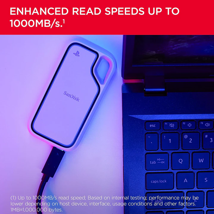 SANDISK 2TB Extreme Portable SSD, Officially Licensed for PlayStation 5 Console and PC - up to 1000MB/s, USB-C, USB 3.2 Gen 2 6