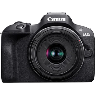 Câmera Canon EOS R100 Mirrorless + lente Canon RF-S 18-45mm - Preto