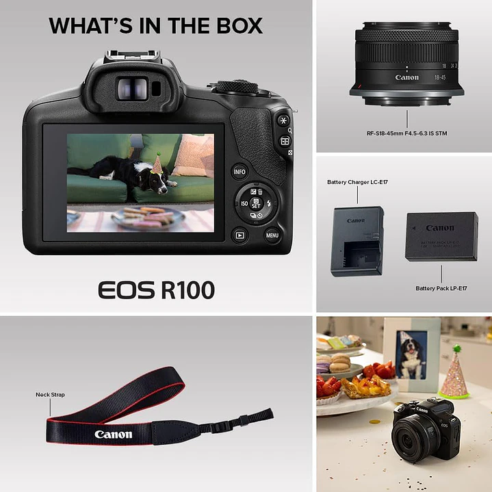 Câmera Canon EOS R100 Mirrorless + lente Canon RF-S 18-45mm - Preto 7