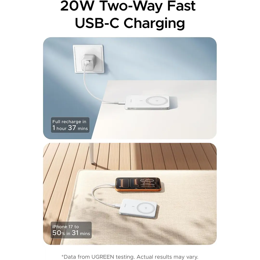 Power Bank UGREEN Magflow Air 5000mAh Qi2 15W 5
