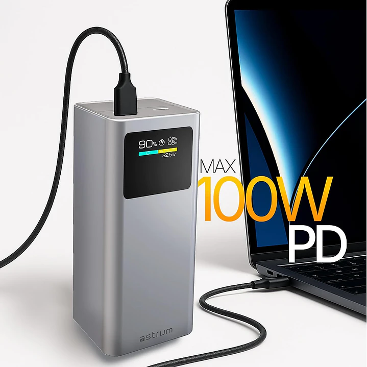 Astrum 100W PD Power Bank 20000mAh, USB-C & USB-A QC, LED Display – PB100P 4