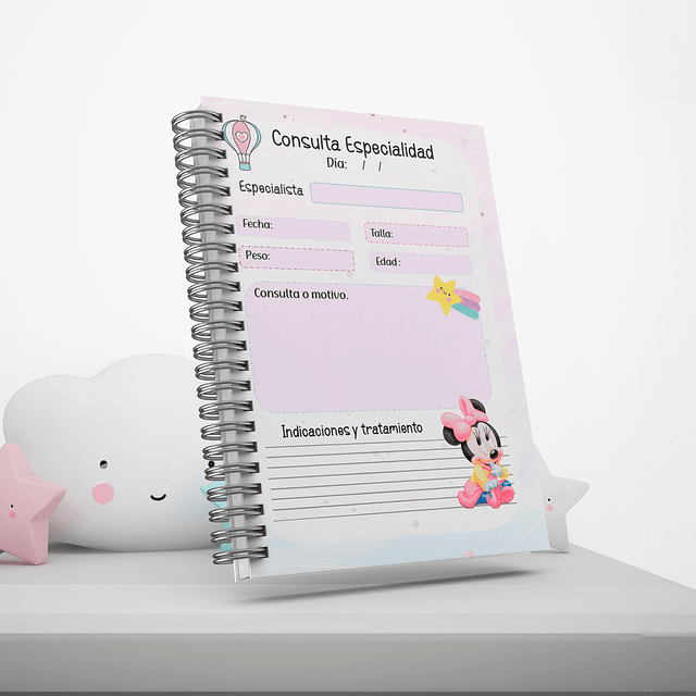 Cuaderno/Carnet Pediatrico Minnie Particular/Consultorio