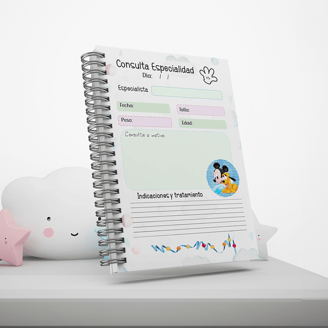Cuaderno/Carnet Pediatrico Mickey Particular/Consultorio