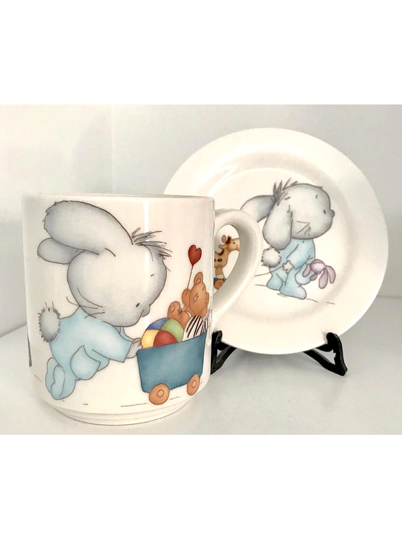 Taza con plato Conejo