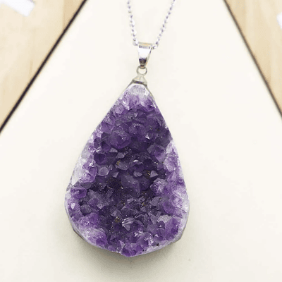 High Quality Natural Stone Raw Ore Water Drop Amethyst Pendants Crystal Necklace Reiki Charms DIY Jewelry Making Accessories 1PC